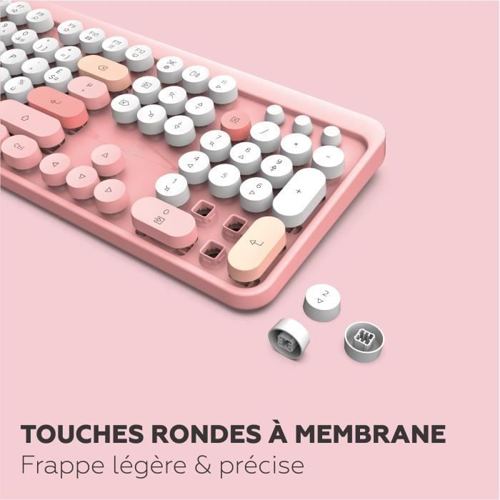 Toetsenbord- en muisset - MOBILITY LAB - Effen kleur - Draadloos - Geïntegreerd numeriek toetsenblok - Roze