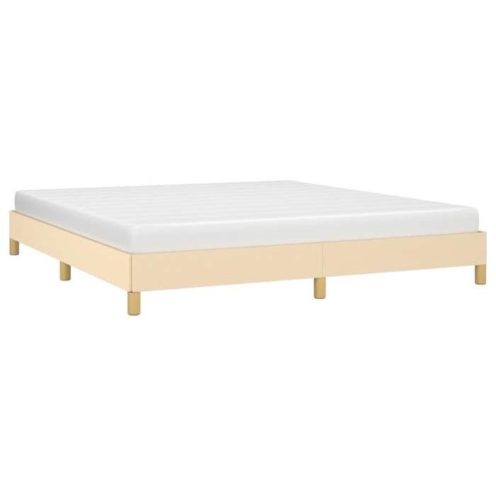 Preciosa estructura de cama doble - Extra cómoda - Base de láminas - Colchón no incluido - Tela color crema 180x200cm, 5744