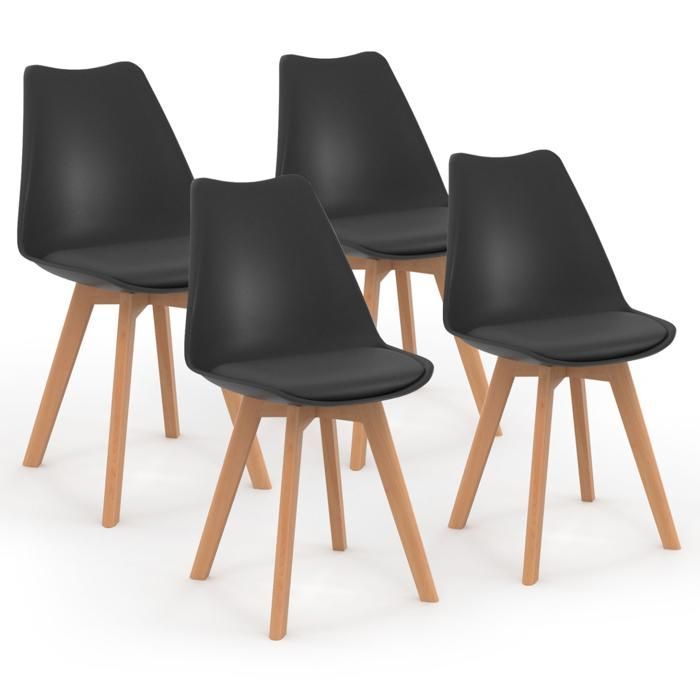 IDMARKET Lot de 4 chaises de salle à manger SARA scandinaves noir