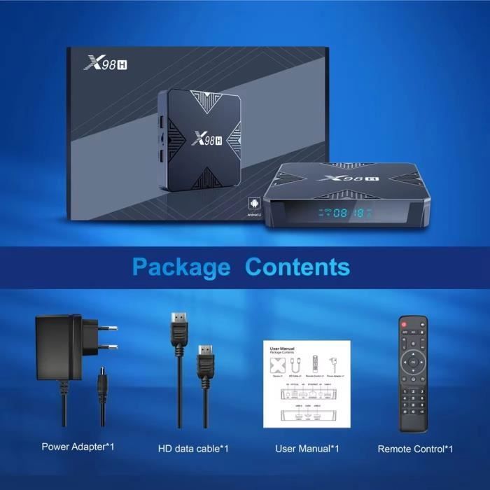 Android TV Box IPTV Box X98H Streaming Media Player Android 12.0/4K 64 bits TV Box WiFi 6 2GB+16GB