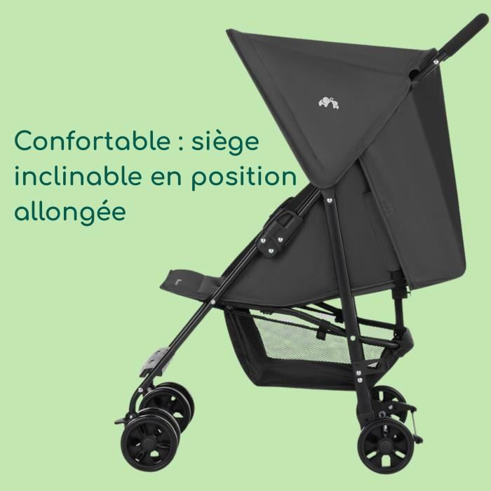 BEBE CONFORT Poussette canne Snow, ultra-légère (5 kg), De la naissance à 4 ans , Siège inclinable, Pliage compact, Mineral Graphite