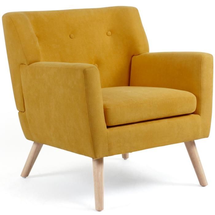 IDMARKET LIV Poltrona scandinava in tessuto giallo senape