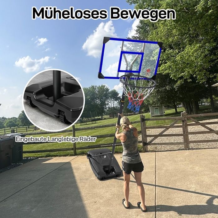 Freestanding Basketball Hoop, Adjustable Height 147-260CM, Portable for Children/Adults, Indoor/Outdoor Use