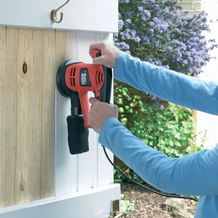 Ponceuse excentrique filaire - BLACK+DECKER - KA191EK-QS - 480W - 125mm - 3 abrasifs + malette