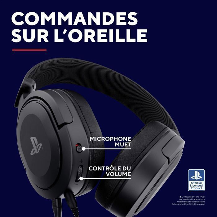 Trust Gaming GXT 498 Forta Casque Gaming PS5 / PS4, Licence Officielle Playstation 5, Casque Gamer Filaire avec Microphone, Noir