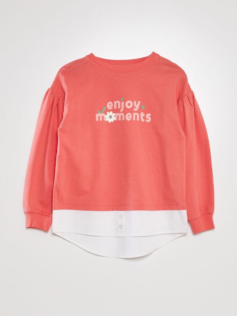 Camiseta abullonada de manga larga - ROSA