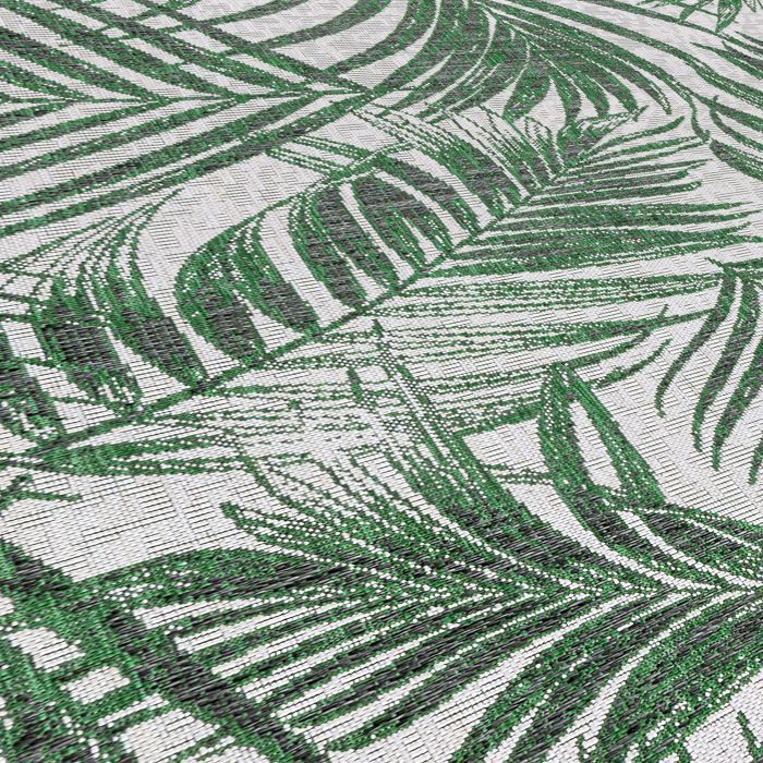 Carpetsale24 Tapis extérieur 120 x 170 cm terrasse balcon jardin cuisine et salon Vert Tapis style bohème motif palmier