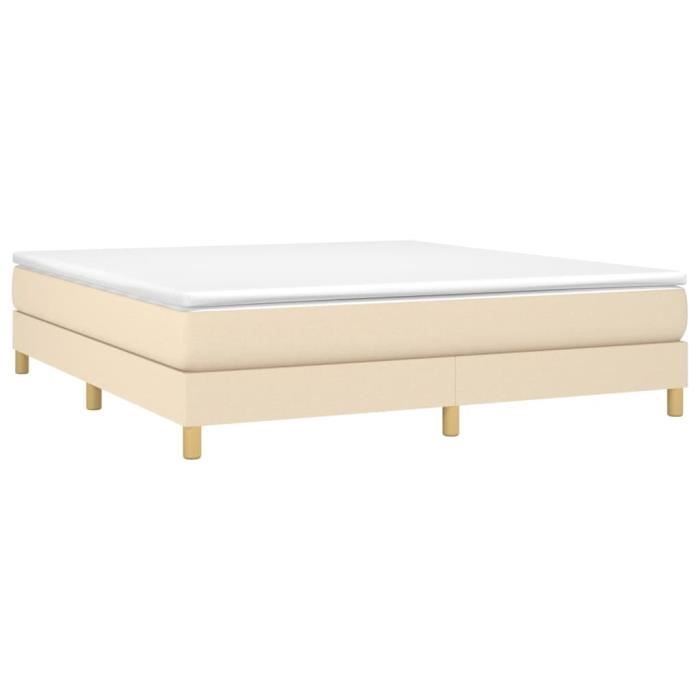 Sommier tapissier - AKOZON - 180x200 cm - Tissu crème - 2 places - À ressorts