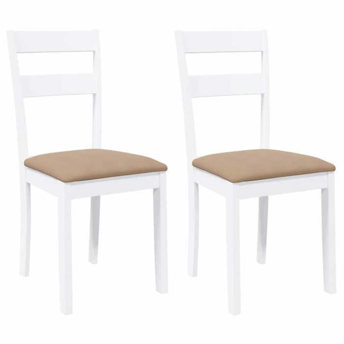 Conjunto de 2 cadeiras de jantar vidaXL com almofadas, brancas, madeira maciça, borracha, cadeira de jantar, cadeira, cadeira de sala de estar, cadeiras 4102386