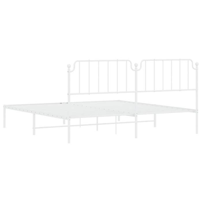 Letto in metallo bianco 200 x 200 cm - Struttura letto in metallo - Materasso non incluso - e testiera bianca 200x200 cm 005_970369