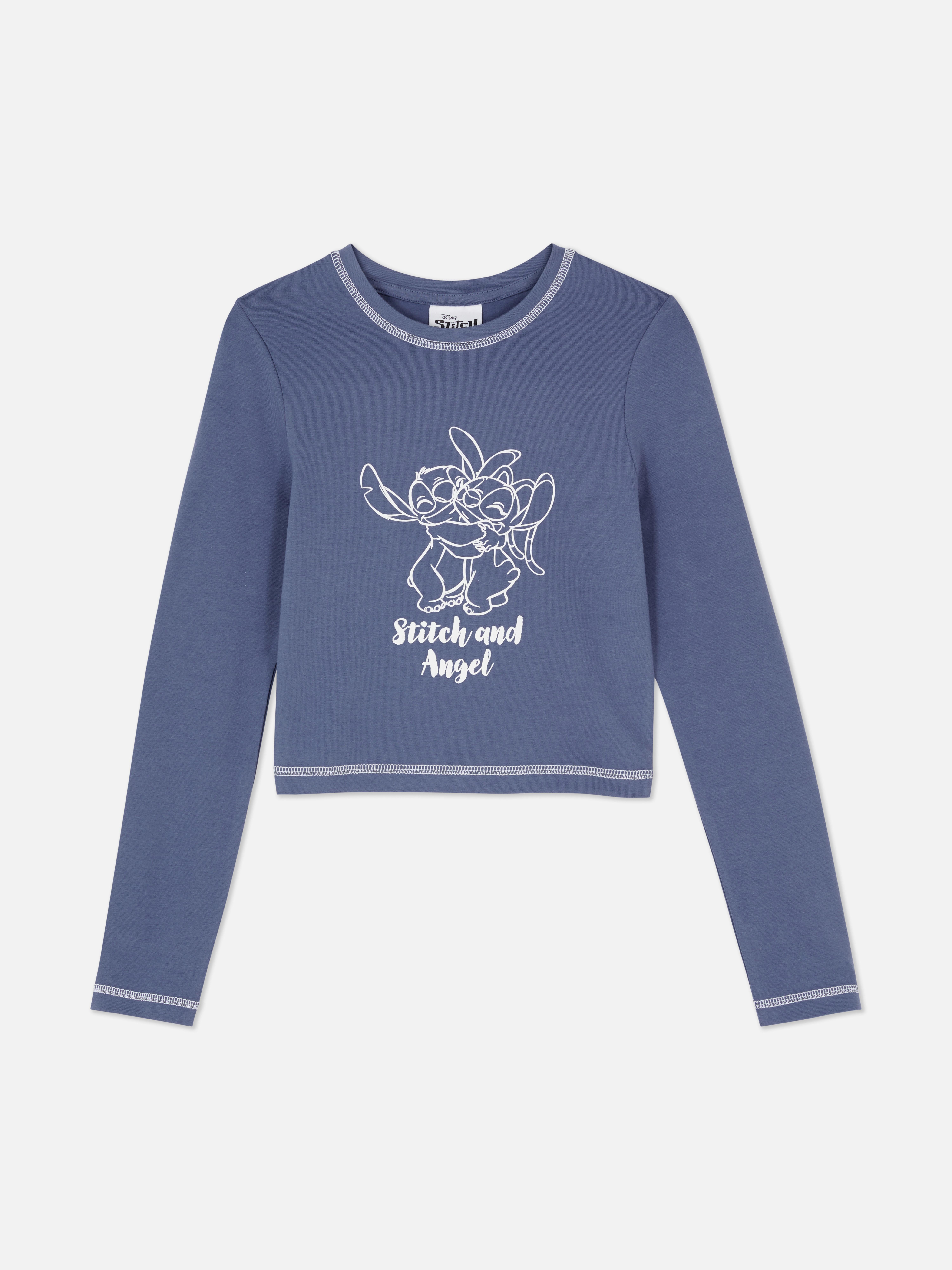 Disney Stitch Langarmshirt Ein kurzes, langärmeliges T-Shirt mit Stitch-Motiv