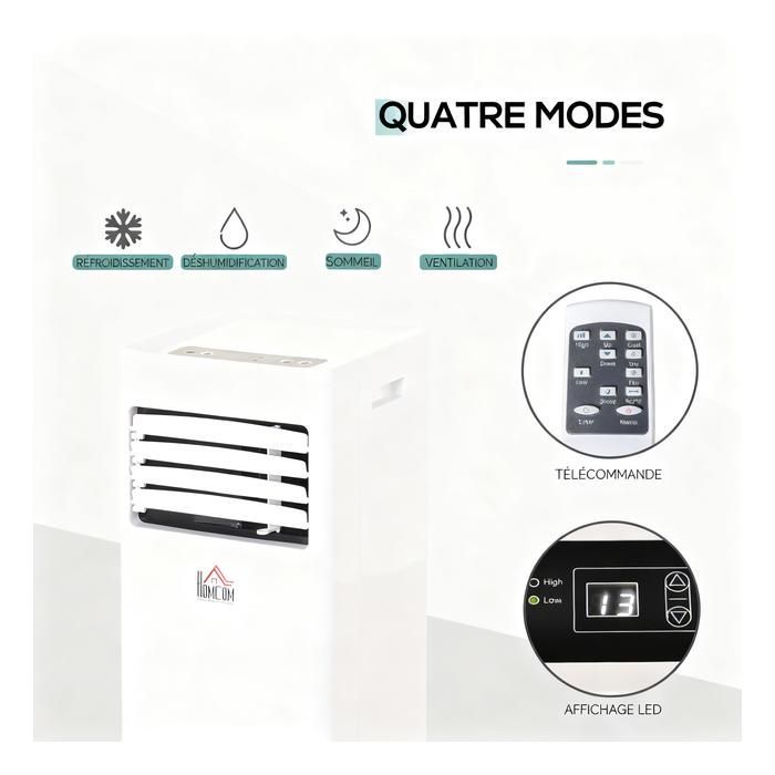 Climatiseur mobile 3-en-1 – 7 000 BTU, avec minuterie 24h, télécommande et fonction déshumidification, pour pièce de 10-15 m²