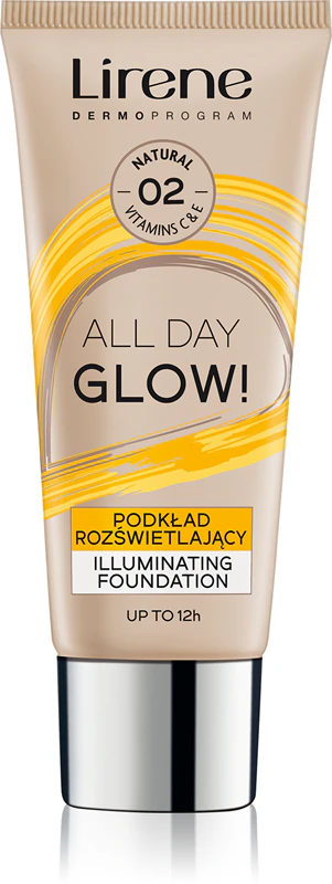 Lirene ALL DAY GLOW! Base líquida iluminadora para resultados de longa duração.