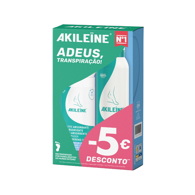Akileine Pack pulver og spray antiperspirantsett, fotdeodorantpulver, 1 enhet, 1 enhet