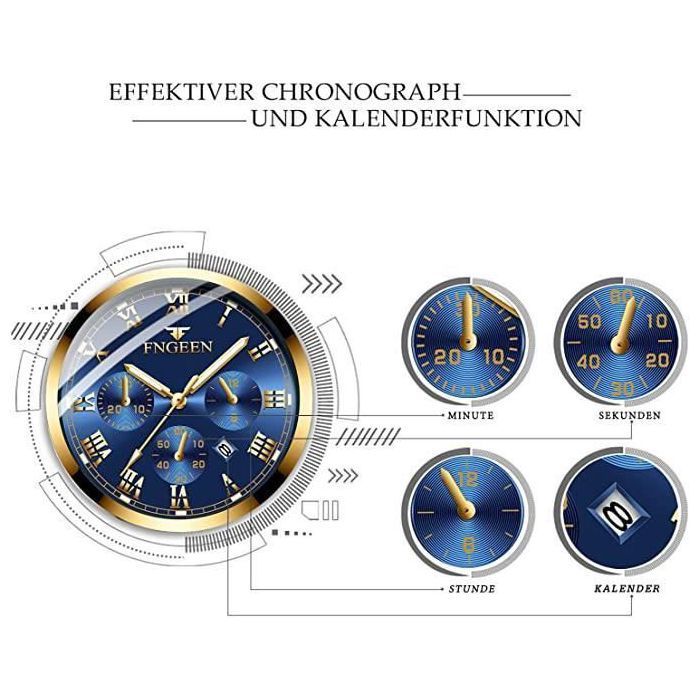 Men's Business Stainless Steel Wristwatch, Waterproof, Luminous Hands, Automatic Date, Chronograph
