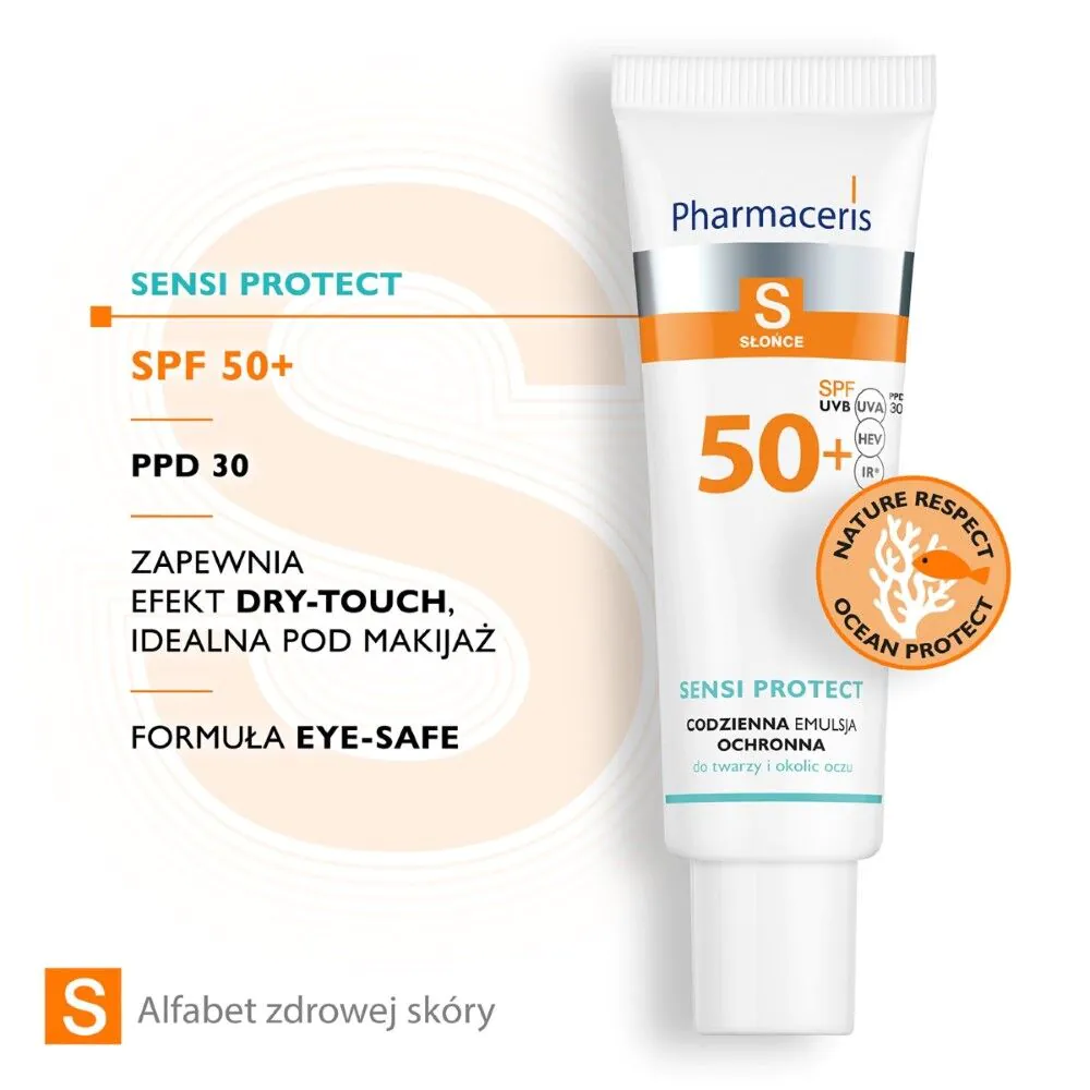 Pharmaceris S Sensi Protect Codzienna emulsja ochronna do twarzy i okolic oczu SPF50+