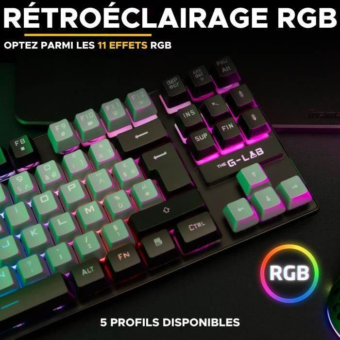 Gamingtoetsenbord - The G-Lab - KEYZ CAESIUM - RGB - Grijs & Zwart - TKL