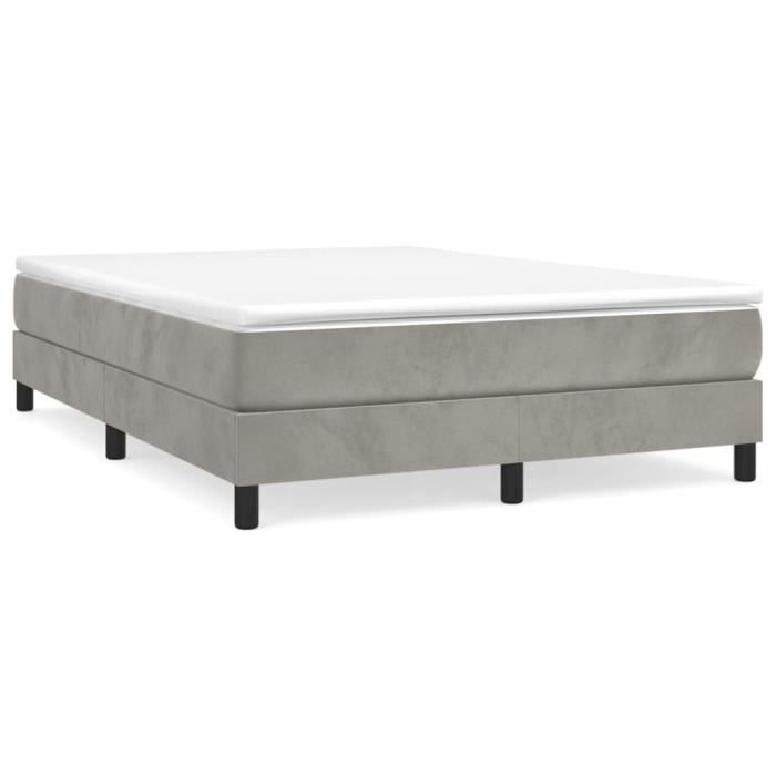 3120766 vidaXL Lichtgrijze springmatrasbodem 140x190 cm Fluweel