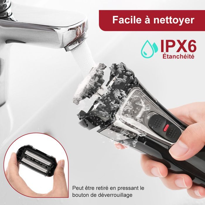 Rasoir Électriques Hommes Tondeuse à Barbe 3 en 1 - Étanche à corps entier - Affichage LED - Recharge USB