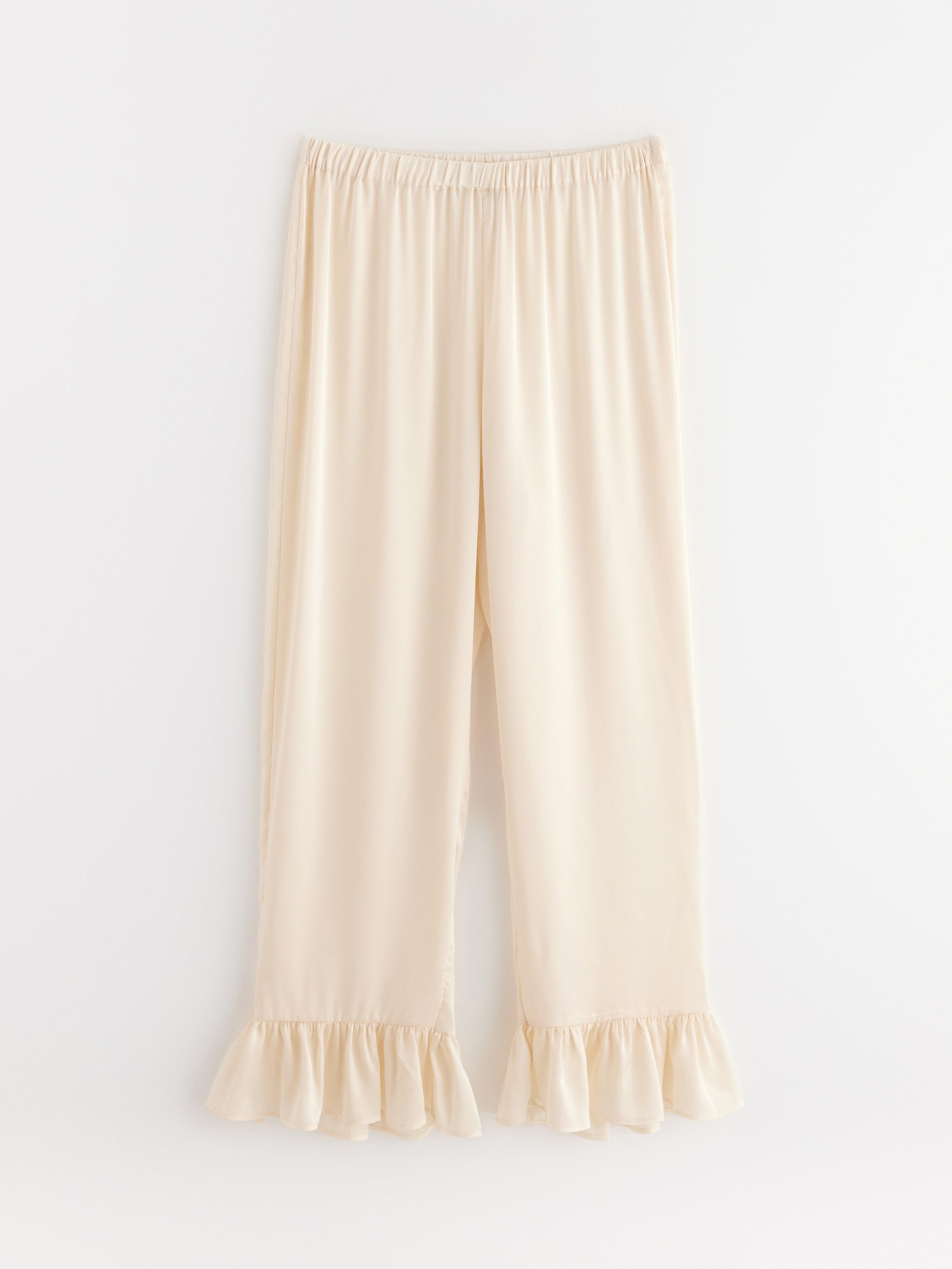 Pyjamasbyxor en satin blanc