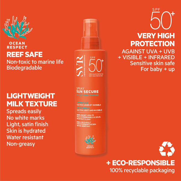 SVR SUN SECURE Spray solare per viso e corpo SPF 50+ 200 ml