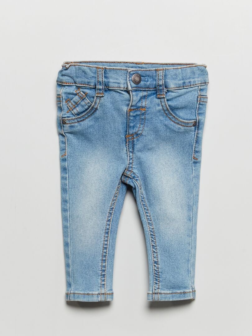 Calça jeans slim fit com elastano e cintura ajustável - AZUL