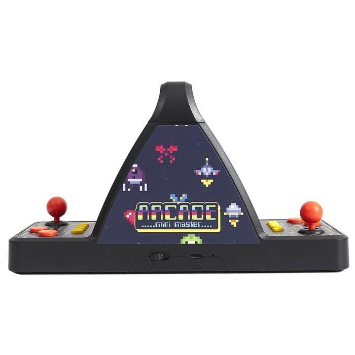 Mini retro arcadekast voor 1-tegen-1 duels, zwart, met 100 ingebouwde klassieke spellen.