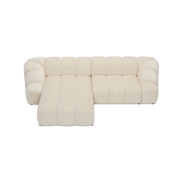 LORELIA 4-zits hoekbank met zachte beige fluwelen stof - 305 cm