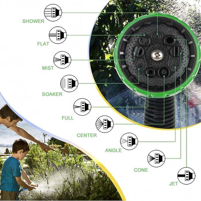 GOBRO Dehnbarer Gartenschlauch – 22,5 m – Auslaufsicher – 10-Funktionen-Spritzpistole