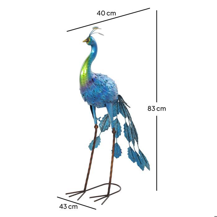 Tuinbeeld - Outsunny - pauw - weerbestendig - voor tuinen, veranda's, terrassen - metaal - 83 cm hoog - meerkleurig