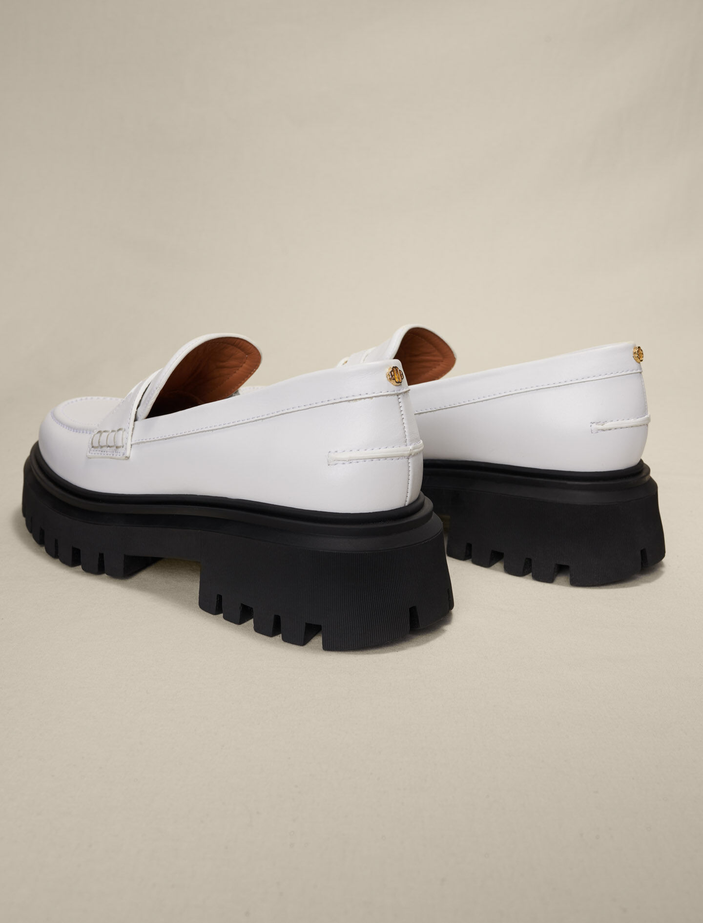 Nahkaiset platform-loaferit - Valkoinen