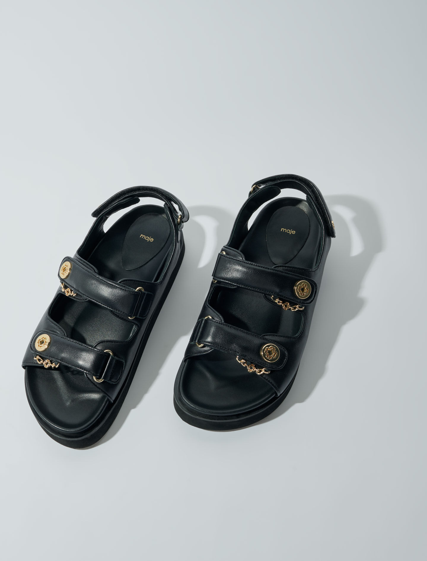 Sandale plate din piele - Negre