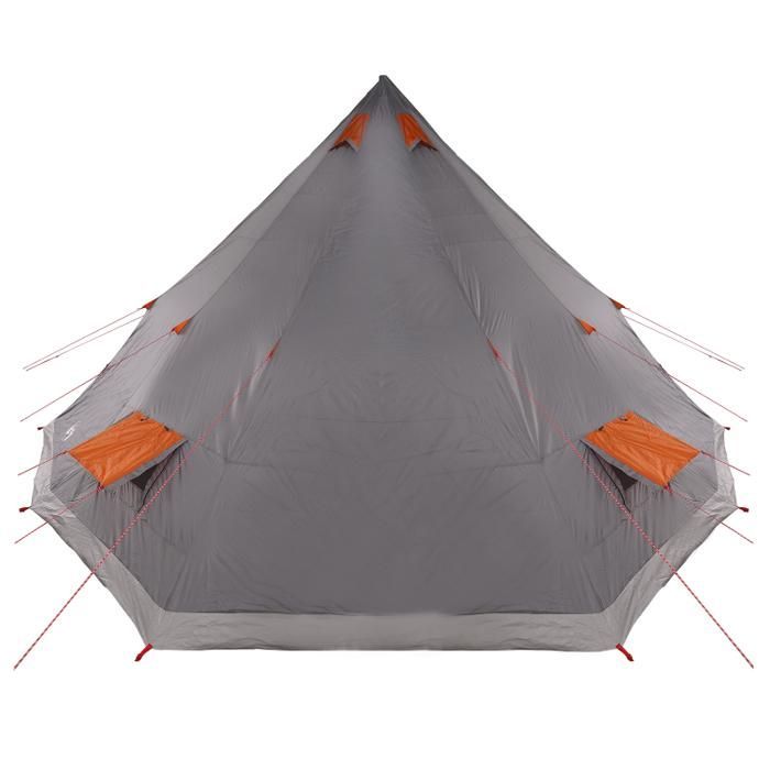Grey and orange Tipi family tent for 12 people, waterproof