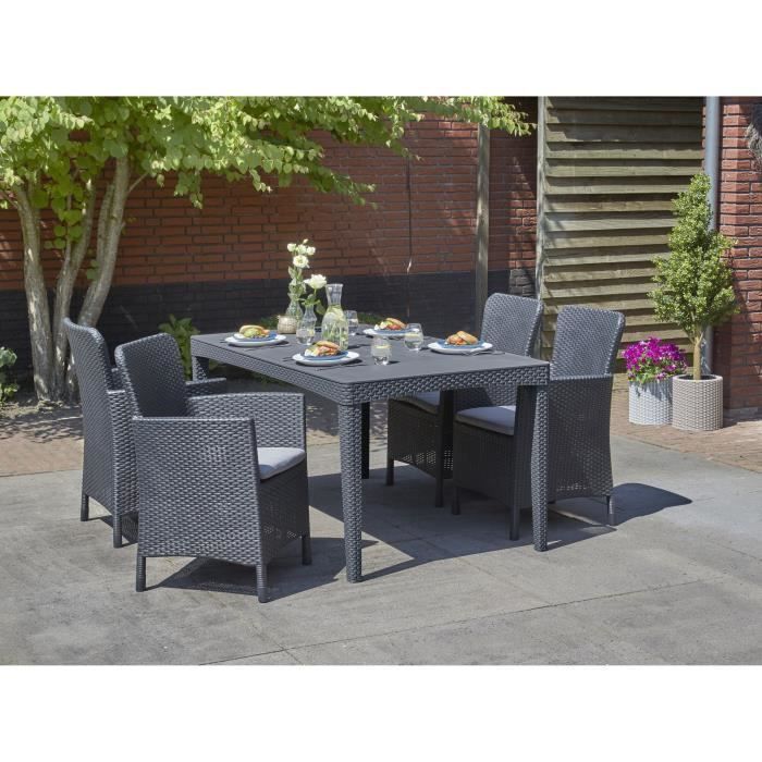 Tavolo da giardino rettangolare, grigio grafite, resina, 6 posti, Girona, Allibert by KETER