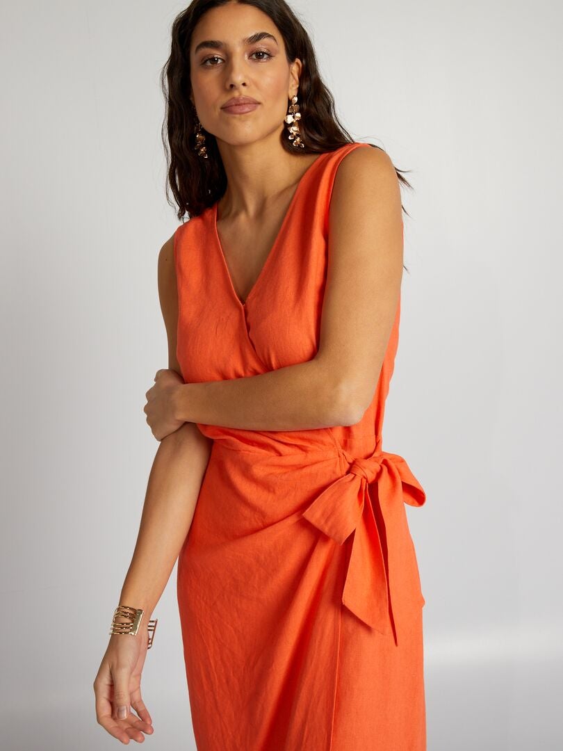 Mouwloze midi-jurk - ORANJE