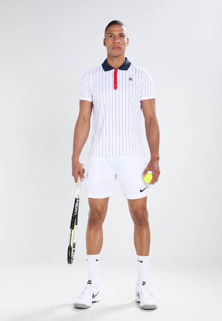 Fila STRIPES - Poloshirt - wit/peacotblauw/rood