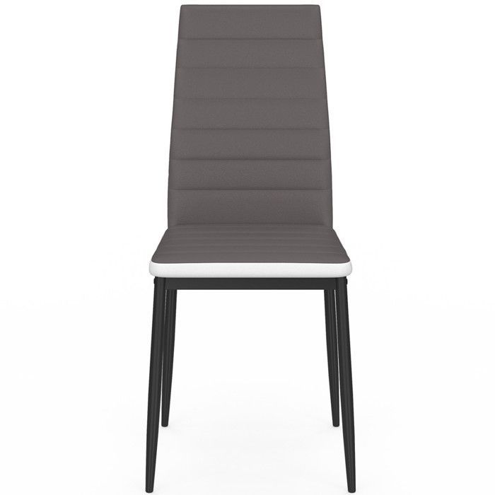 IDMARKET Set van 6 ROMANE eetkamerstoelen met grijze, gewatteerde zitting