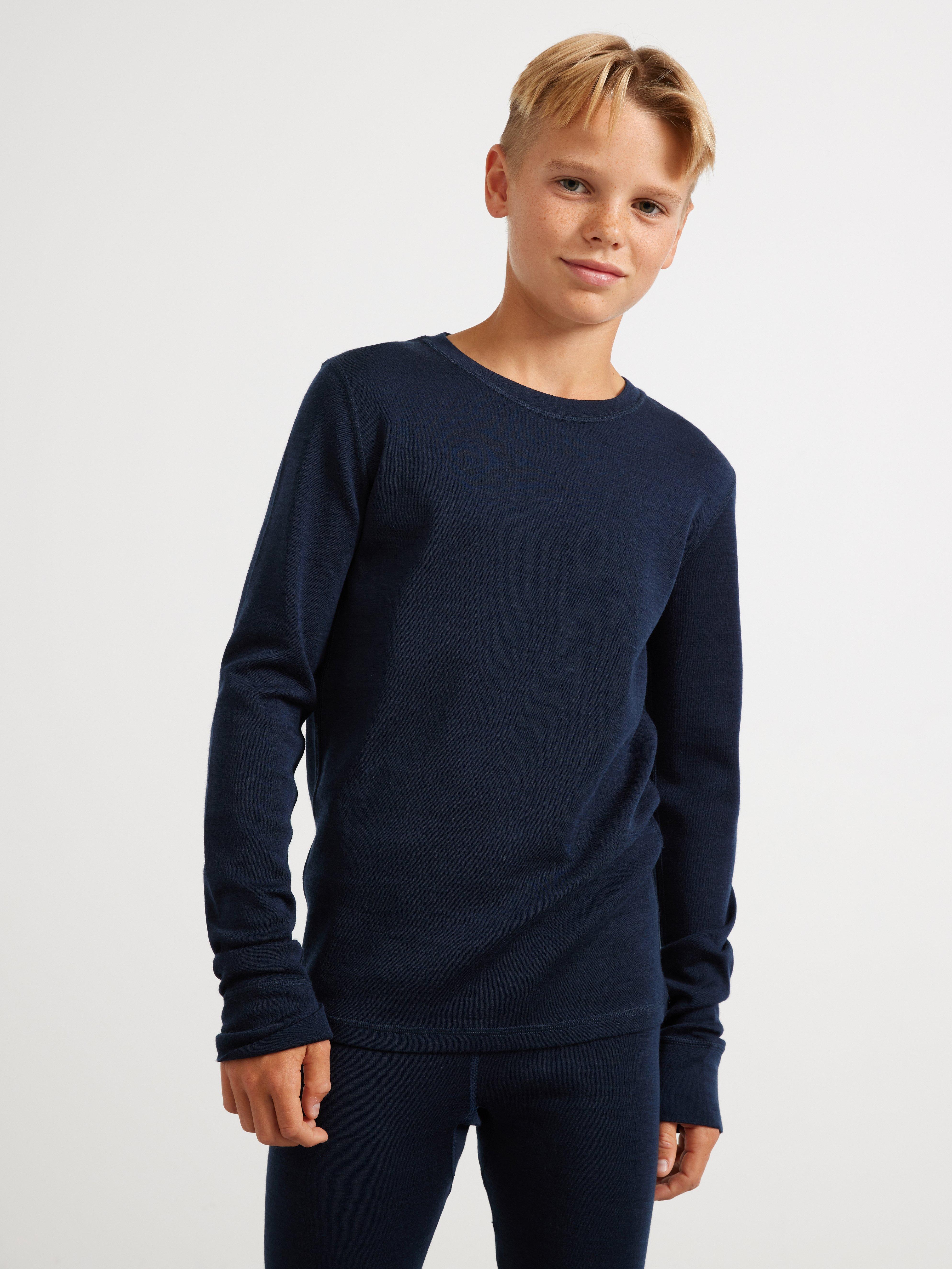 Top de lã merino azul-marinho