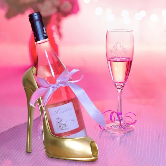 Porte-bouteille à vin décoratif - MICH - Forme de chaussure - Design talon haut - Matériau résine - Stable et robuste