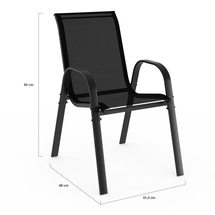 Conjunto de muebles de jardín IDMARKET MADRID con mesa de 150 cm y 6 sillas apilables, color negro.