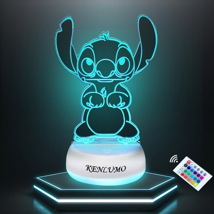 Lámpara KENLUMO Stitch, regalo de Navidad para niños, lámpara de mesita de noche LED con control remoto, cambio de color táctil, luz nocturna decorativa para niñas.