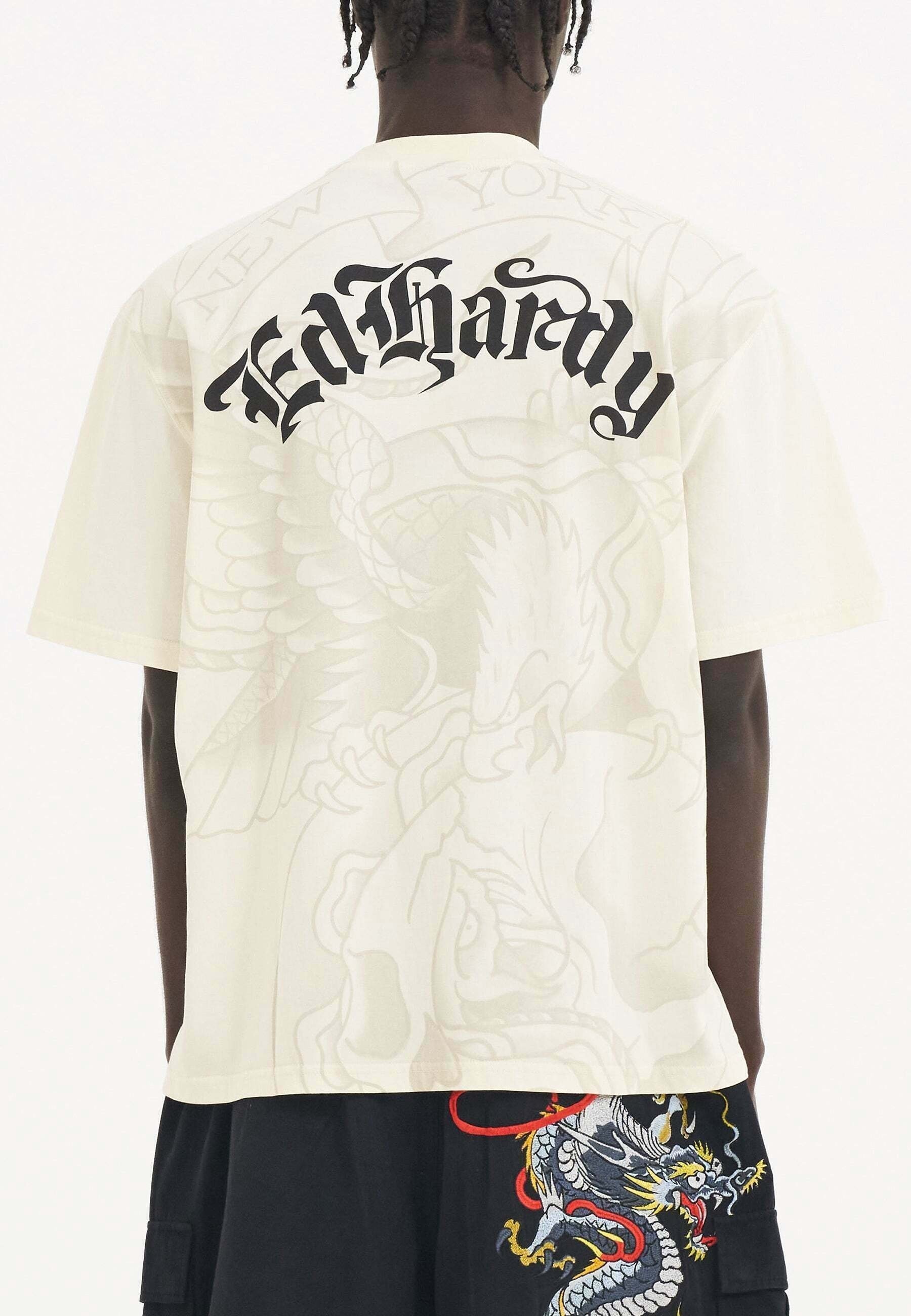 Ed Hardy T-shirt met print - beige