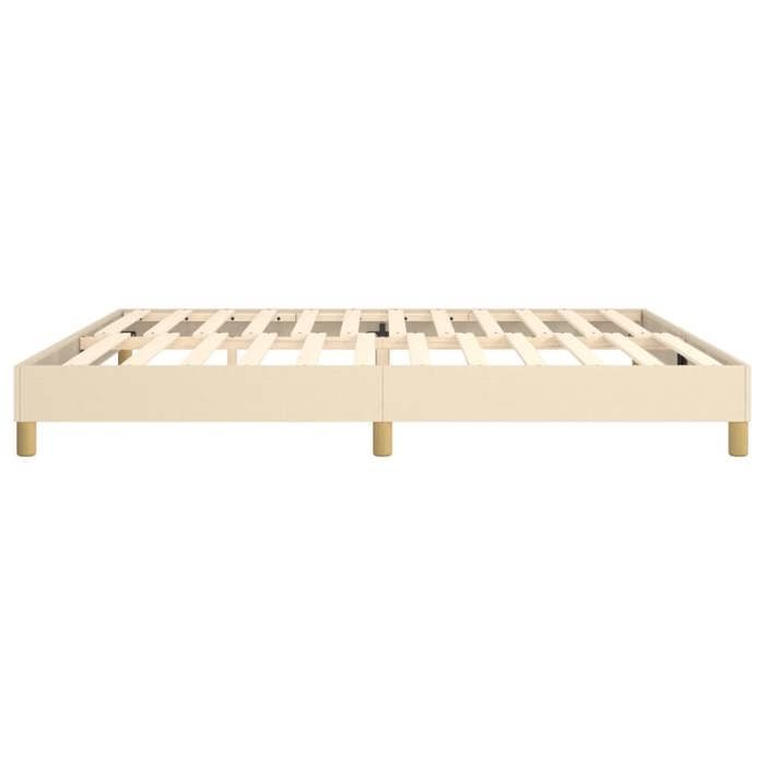 Cama de madera color crema de 200 x 200 cm - Estable y duradera - Estructura de cama de muelles color crema de 200 x 200 cm, tela 001_599536