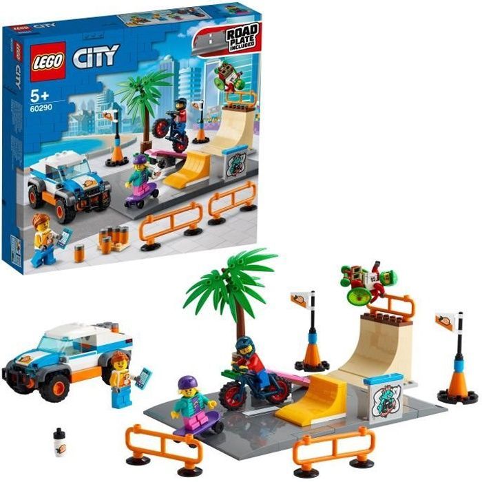 LEGO® City 60290 Skeittipuisto, rakennussetti skeittilaudalla, BMX-pyörällä, kuorma-autolla, lelulahjaidea 5-vuotiaille ja sitä vanhemmille lapsille