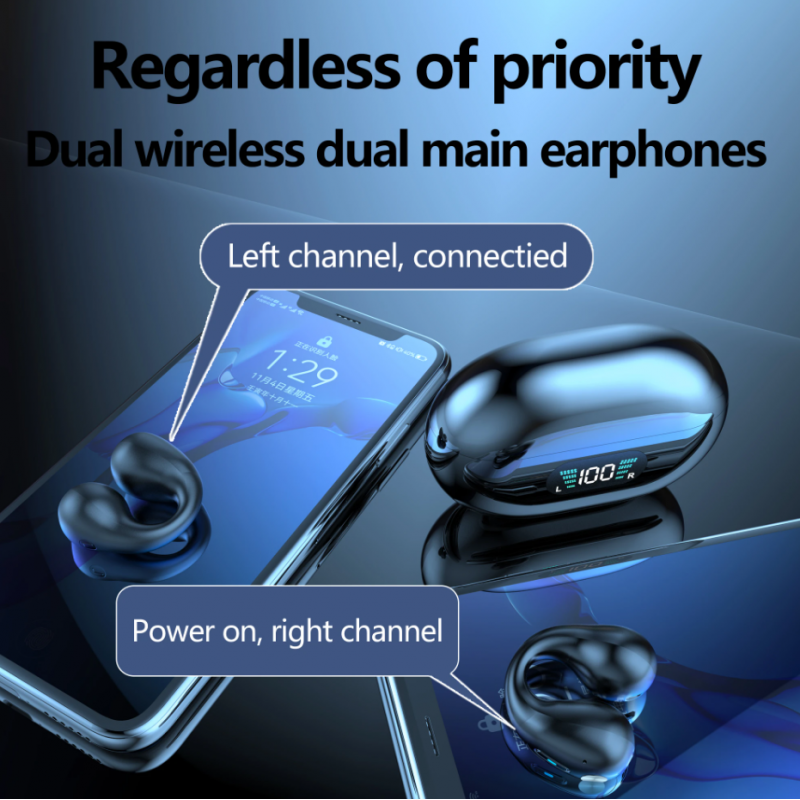  Mini Auriculares Inalámbricos Smartek Deportivos Bluetooth 5.3 Conducción Ósea Con Clip Oreja