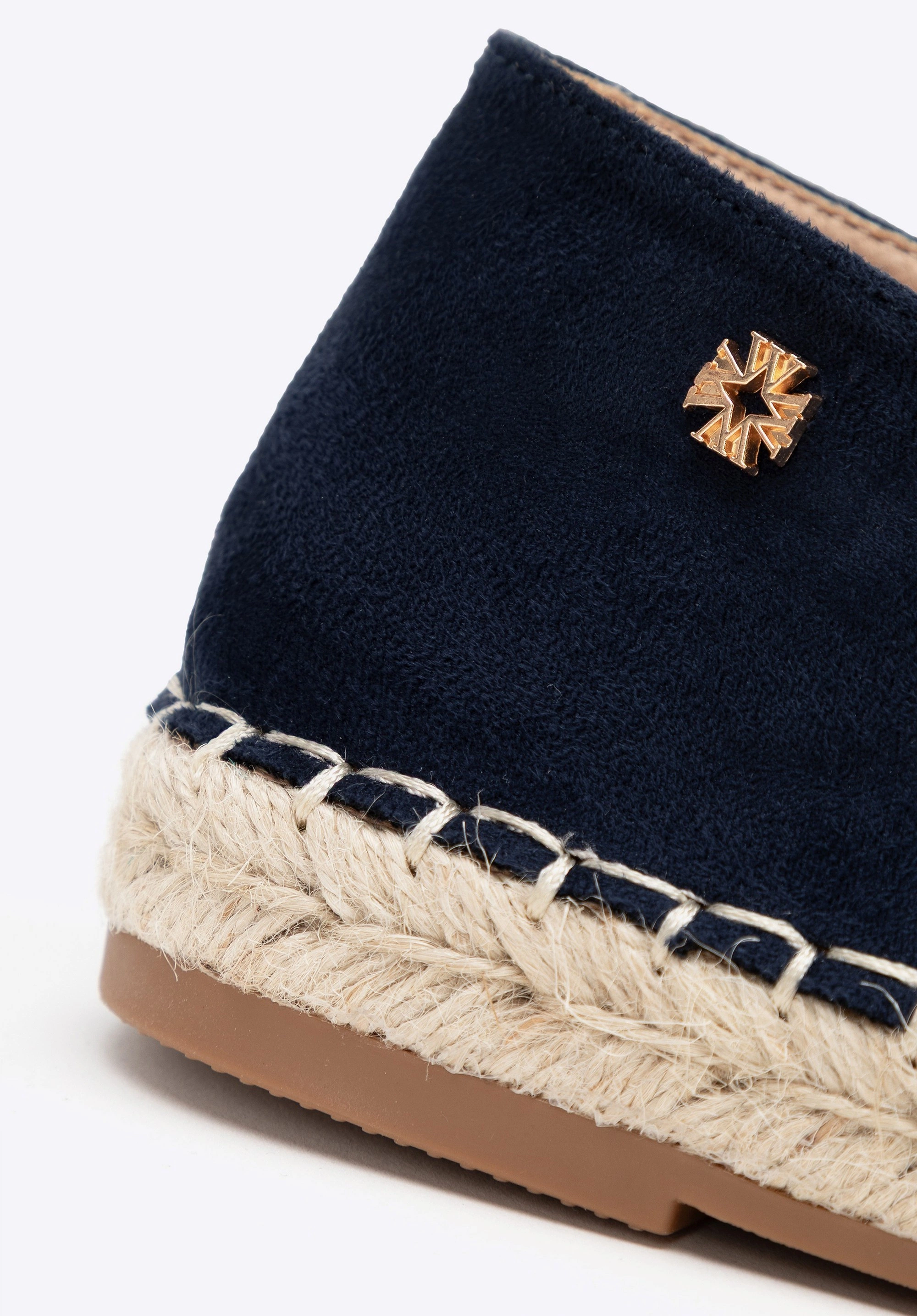 Damskie espadryle z plecionym noskiem granatowe