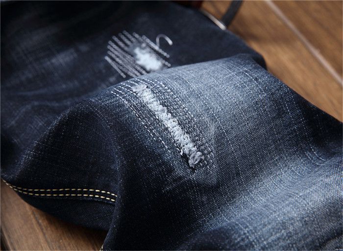 Pantalones vaqueros de hombre con rotos y corte regular - INSFITY - Azul - Hombre - Talla estándar