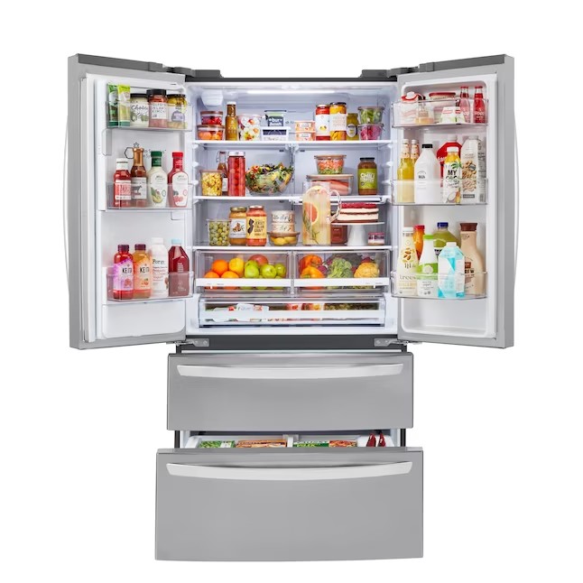 Refrigerador LG Craft Ice Smart com Wi-Fi, 4 portas, 27,8 pés cúbicos, com máquina de gelo dupla (resistente a impressões digitais), certificação ENERGY STAR.