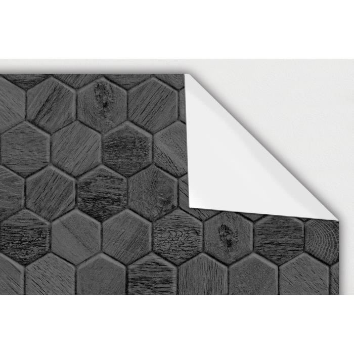 Panorama Crédence Adhésive Cuisine Carrelage Hexagonal Noir 40x200 cm - Crédence Adhésive pour Cuisine - Protege Mur Cuisine
