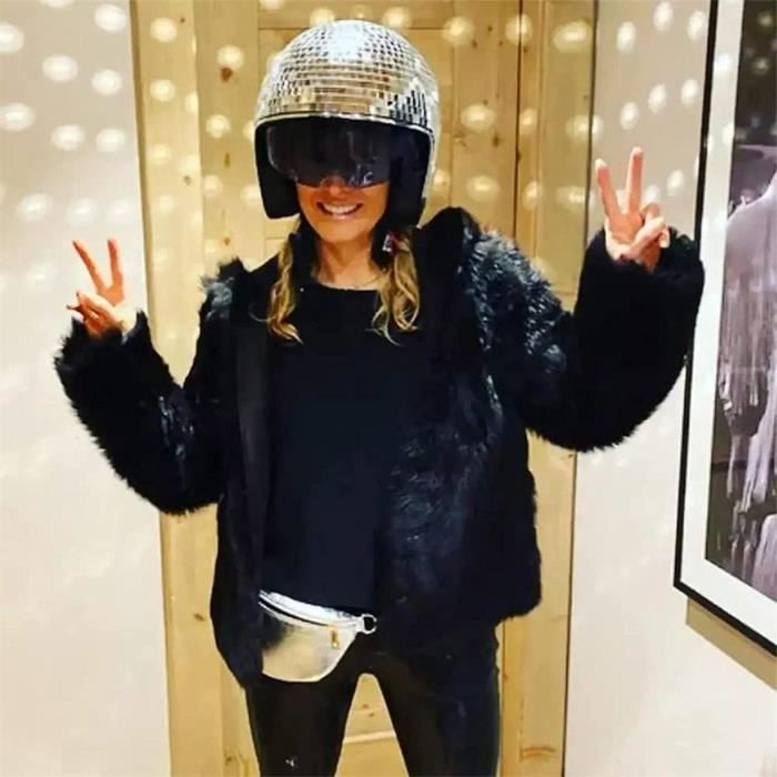 Cascos para fiestas disco, cascos con forma de bola de discoteca, cascos con forma de bola de discoteca, cascos con forma de bola de discoteca con visera retráctil, cascos disco con cristales espejados